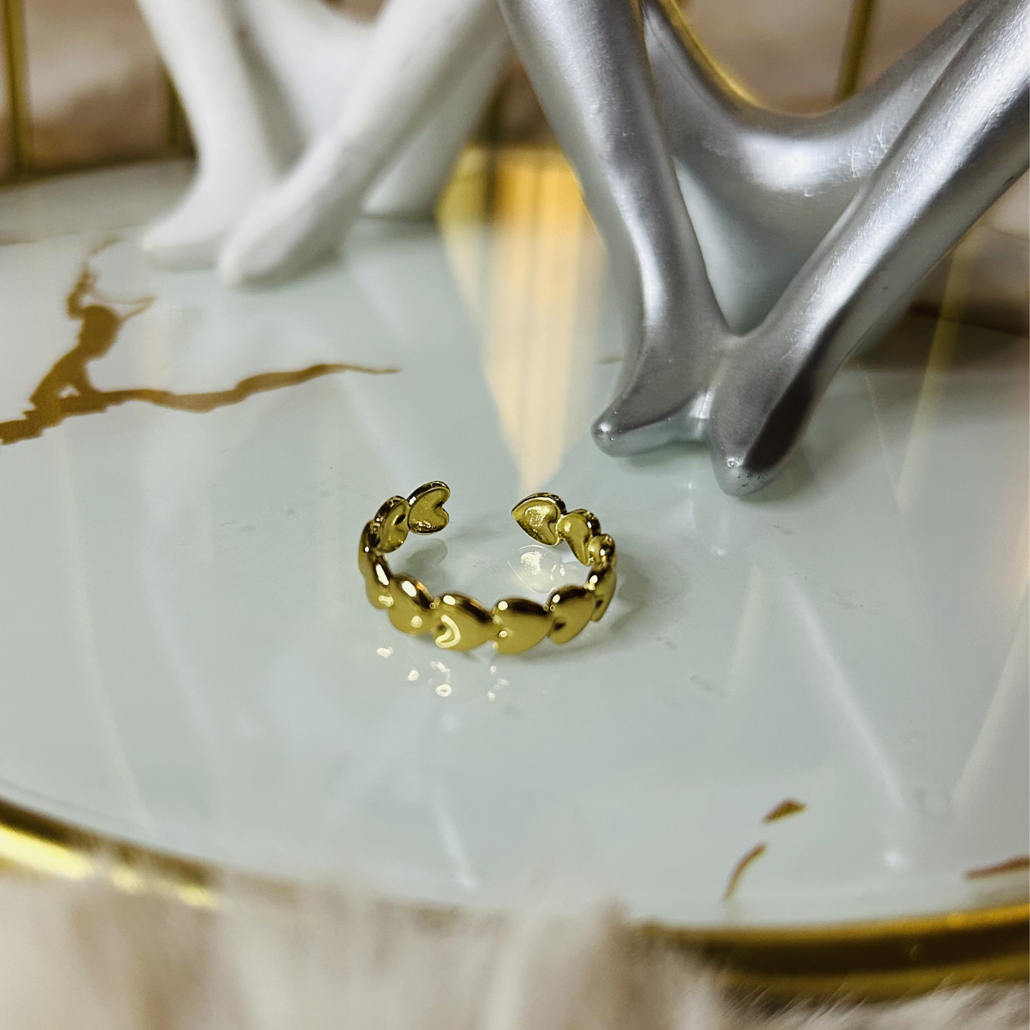 Infinity Golden Heart Ring