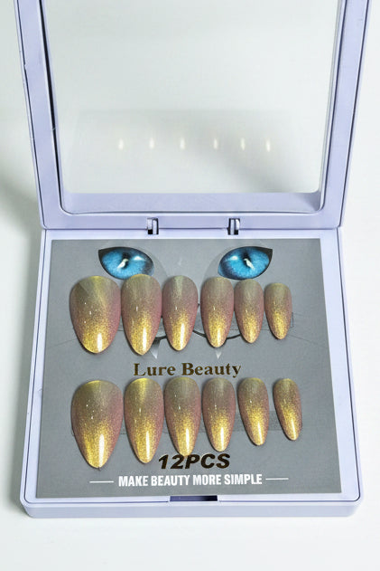 “CAT EYE” Jade Golden Press-Ons