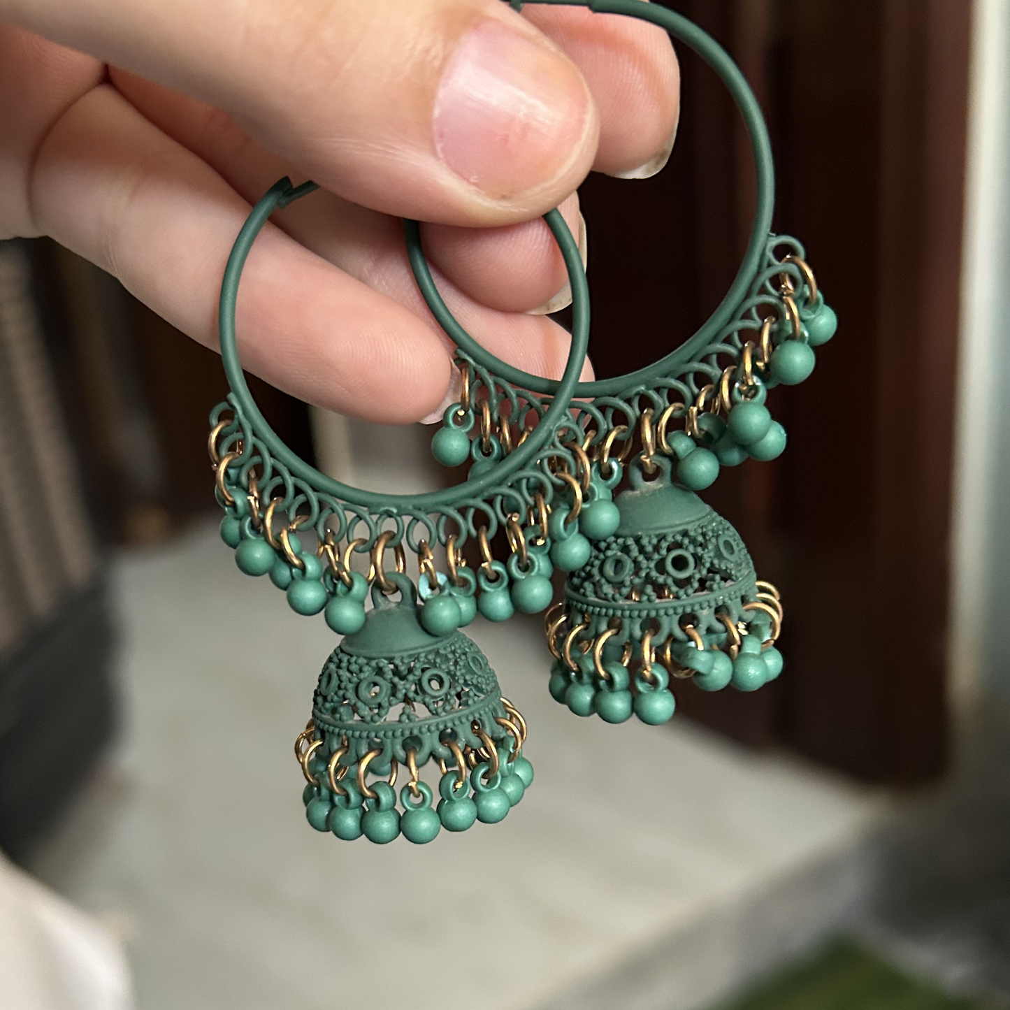 Matcha Latte Jhumka Hoops