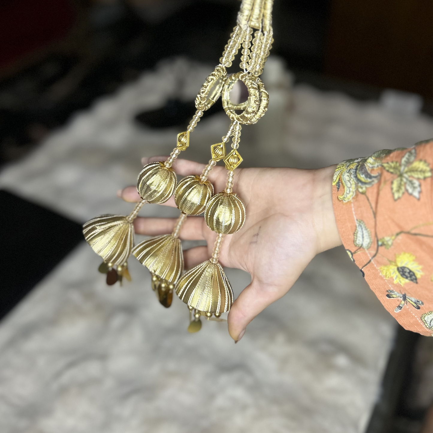 Gilded Mirror Paranda/ Tripple Tier Gold Hair Tassel
