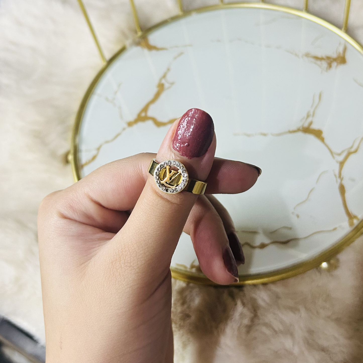 Noor Monogram Halo Ring