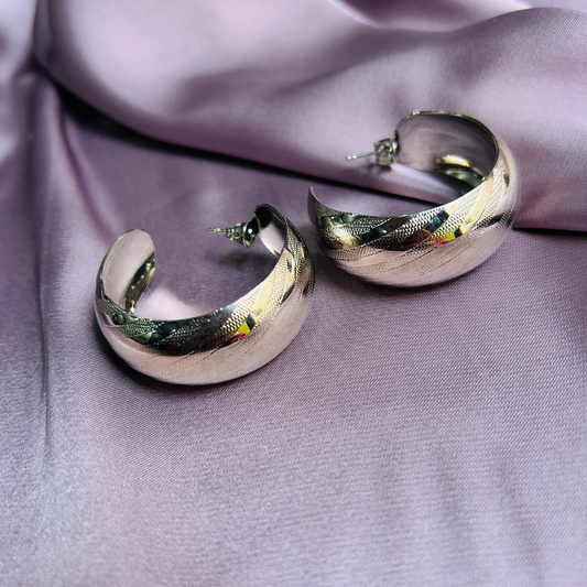 Luxe Sculpted Etched Hoop Earrings
