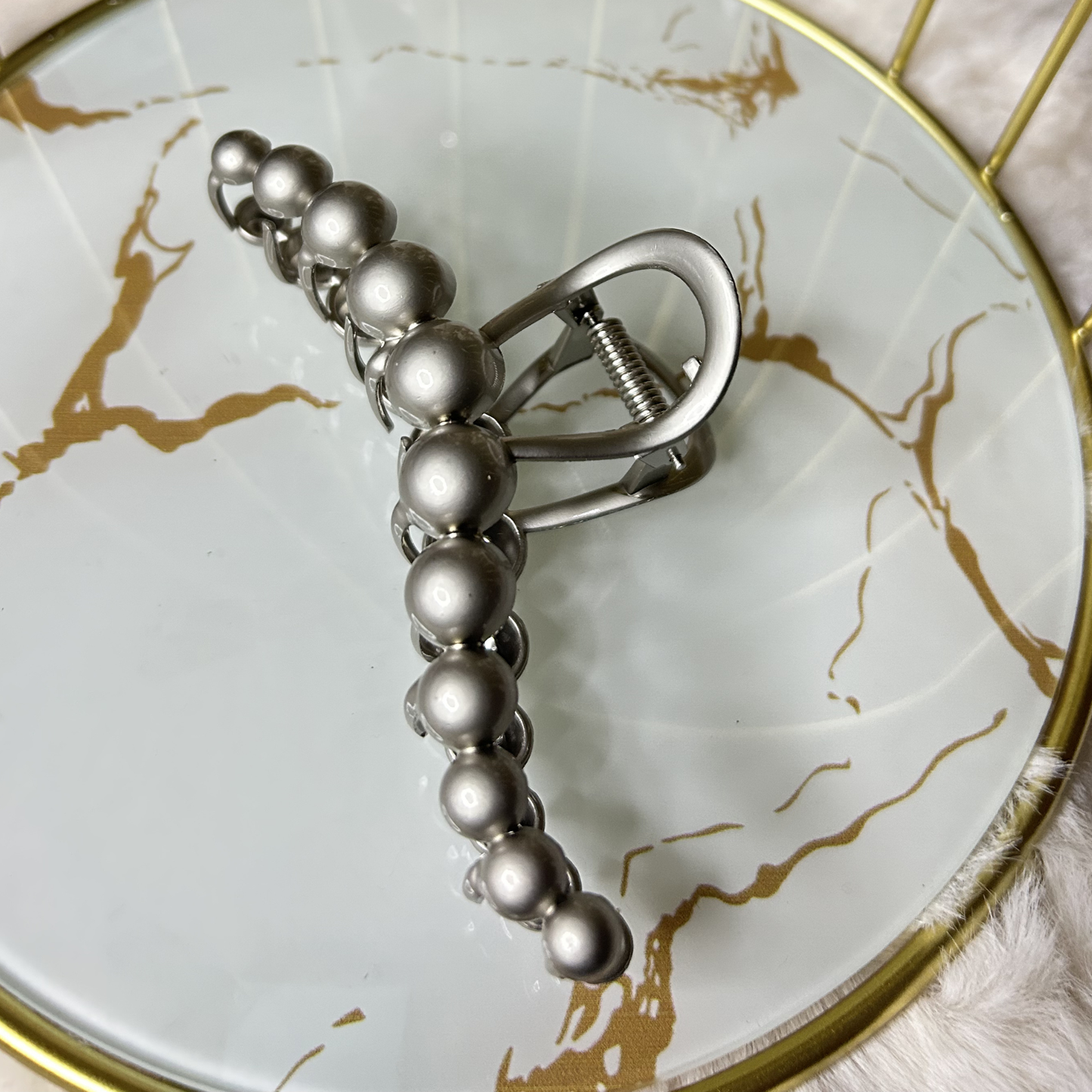Silver Sphere Claw Hair Clutcher