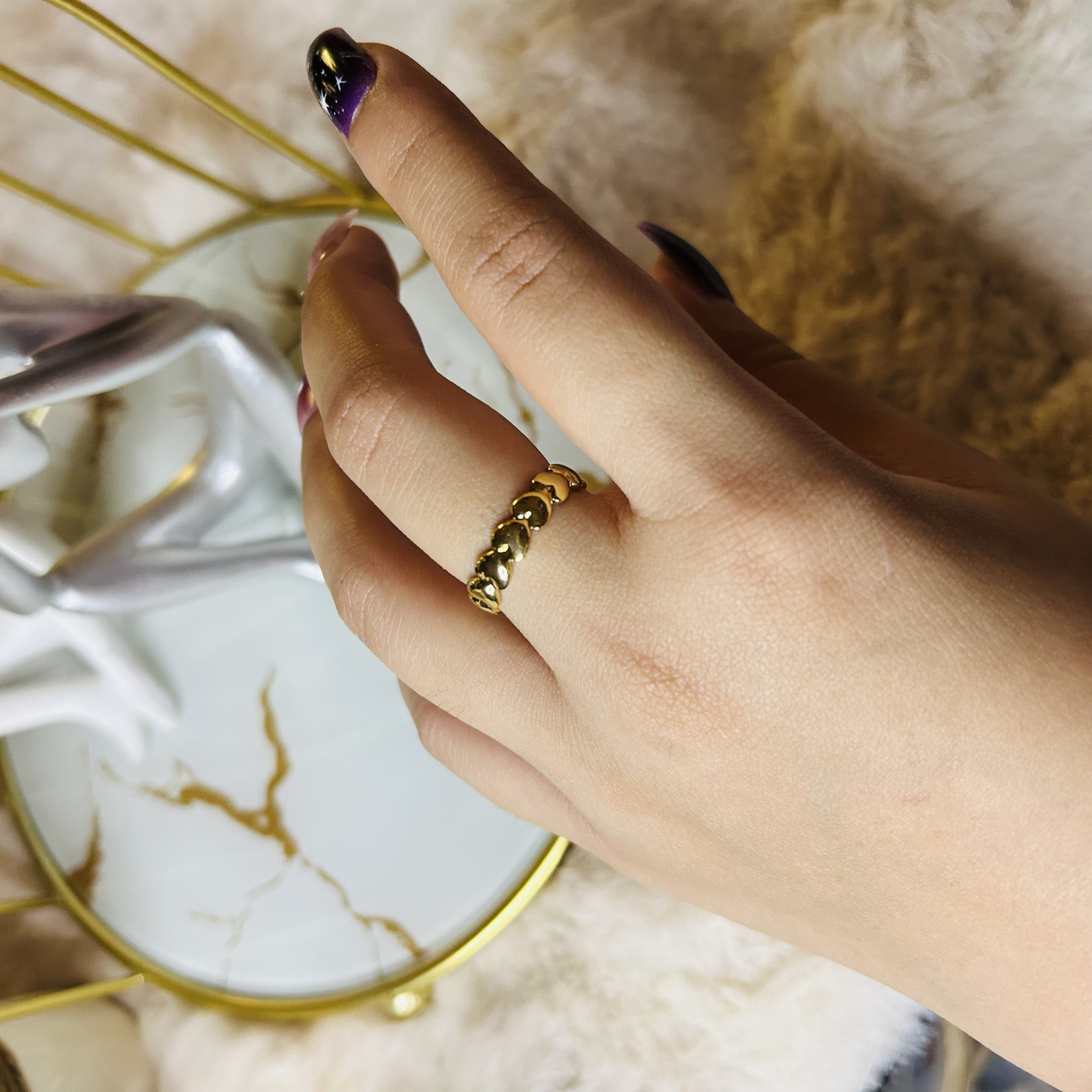 Infinity Golden Heart Ring