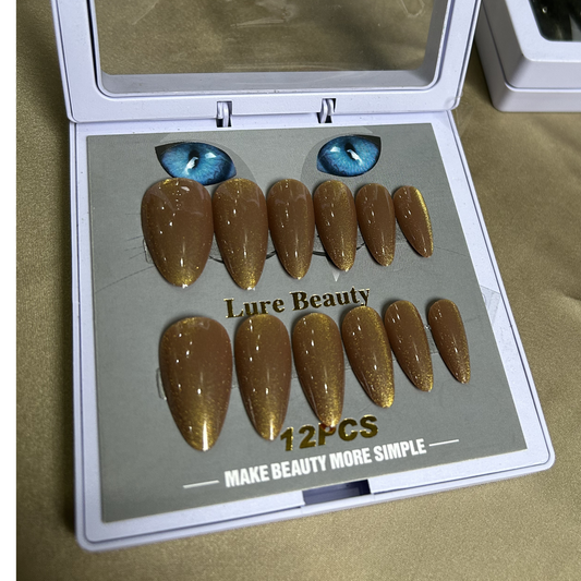 "CAT EYE" Glittery Yellow Press-Ons