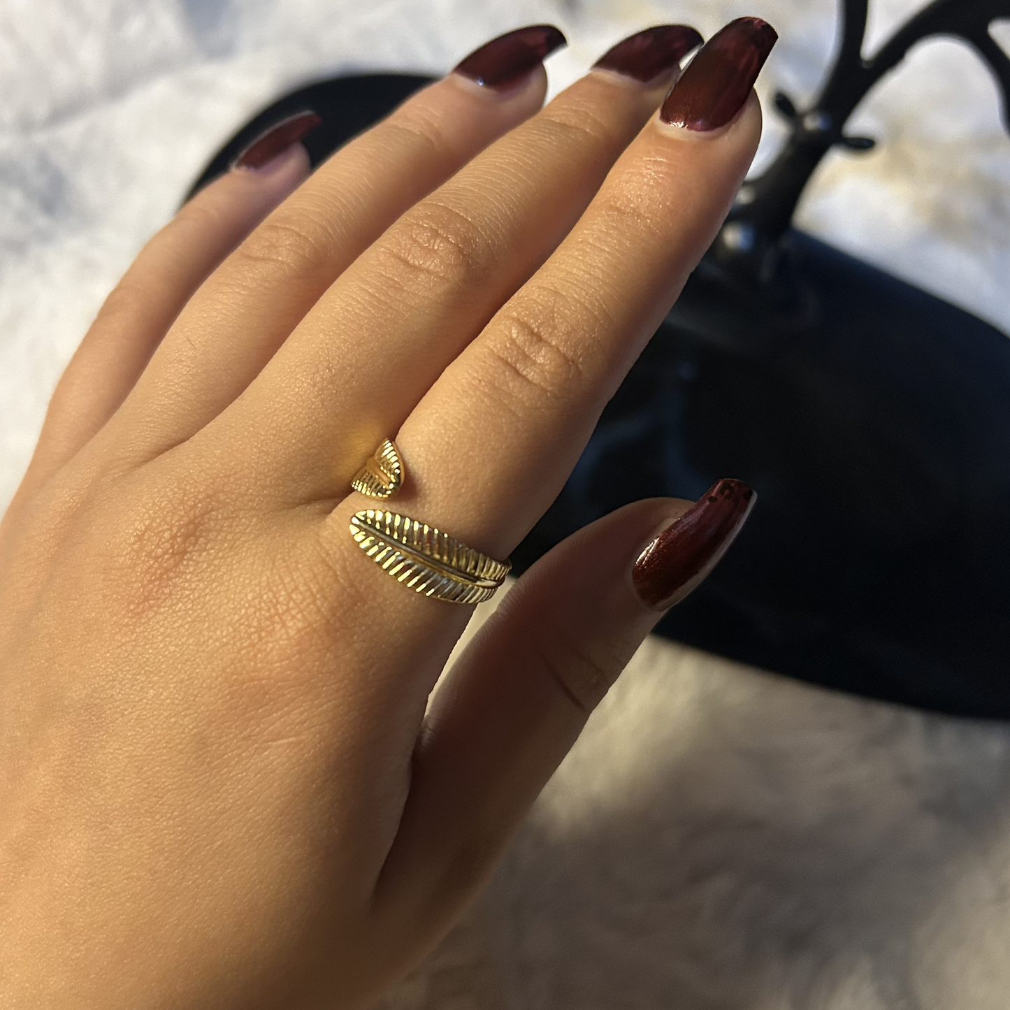 Autumn Whisper Leaf Ring