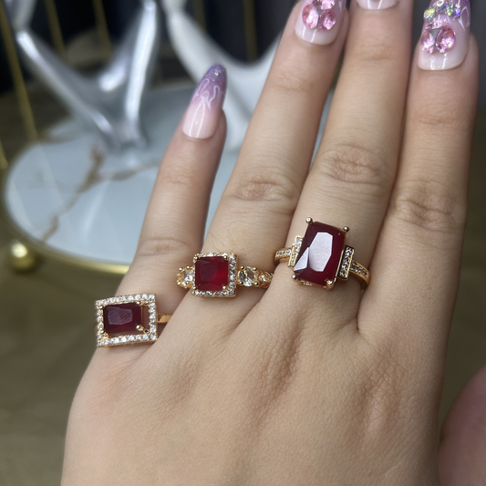 Ruby Royalty Ring Trio (3 in 1 Bundle)