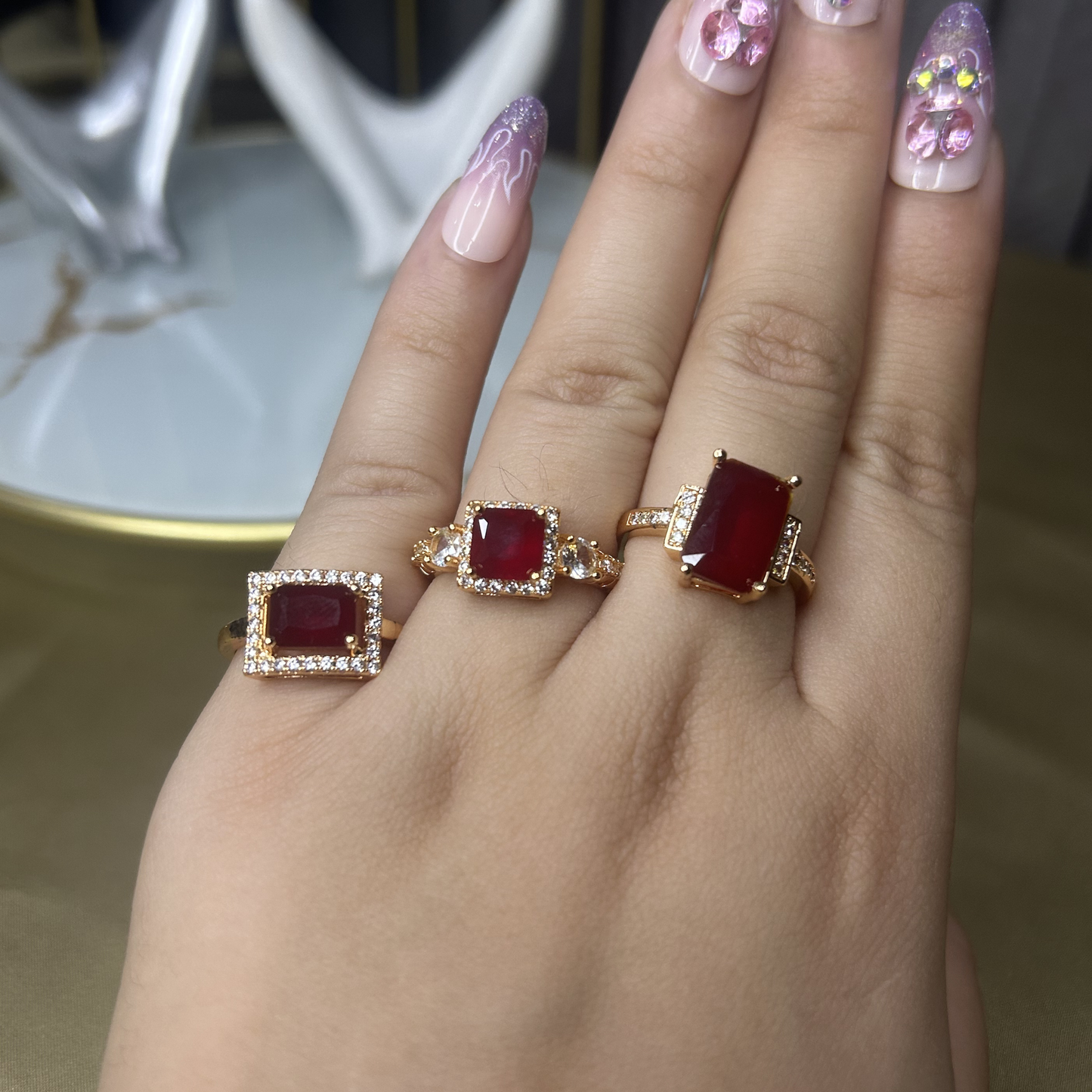 Ruby Royalty Ring Trio (3 in 1 Bundle)