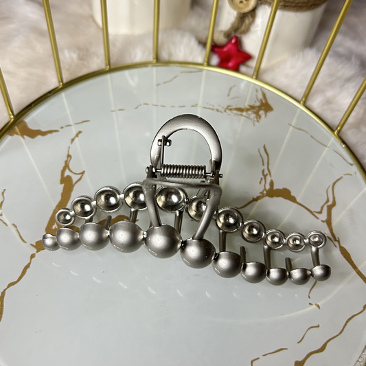 Silver Sphere Claw Hair Clutcher