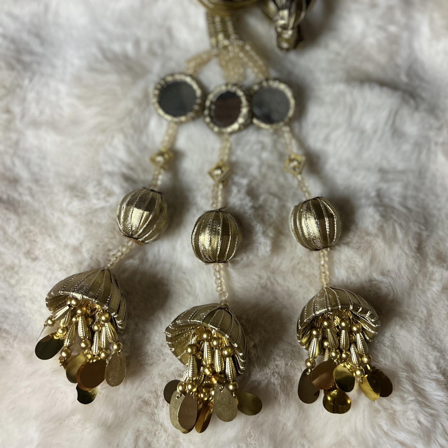 Gilded Mirror Paranda/ Tripple Tier Gold Hair Tassel