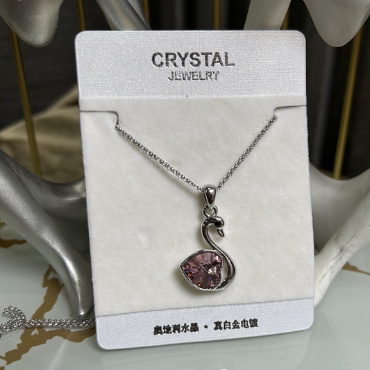 Silver Swan Necklace (Shaded Purple Heart)