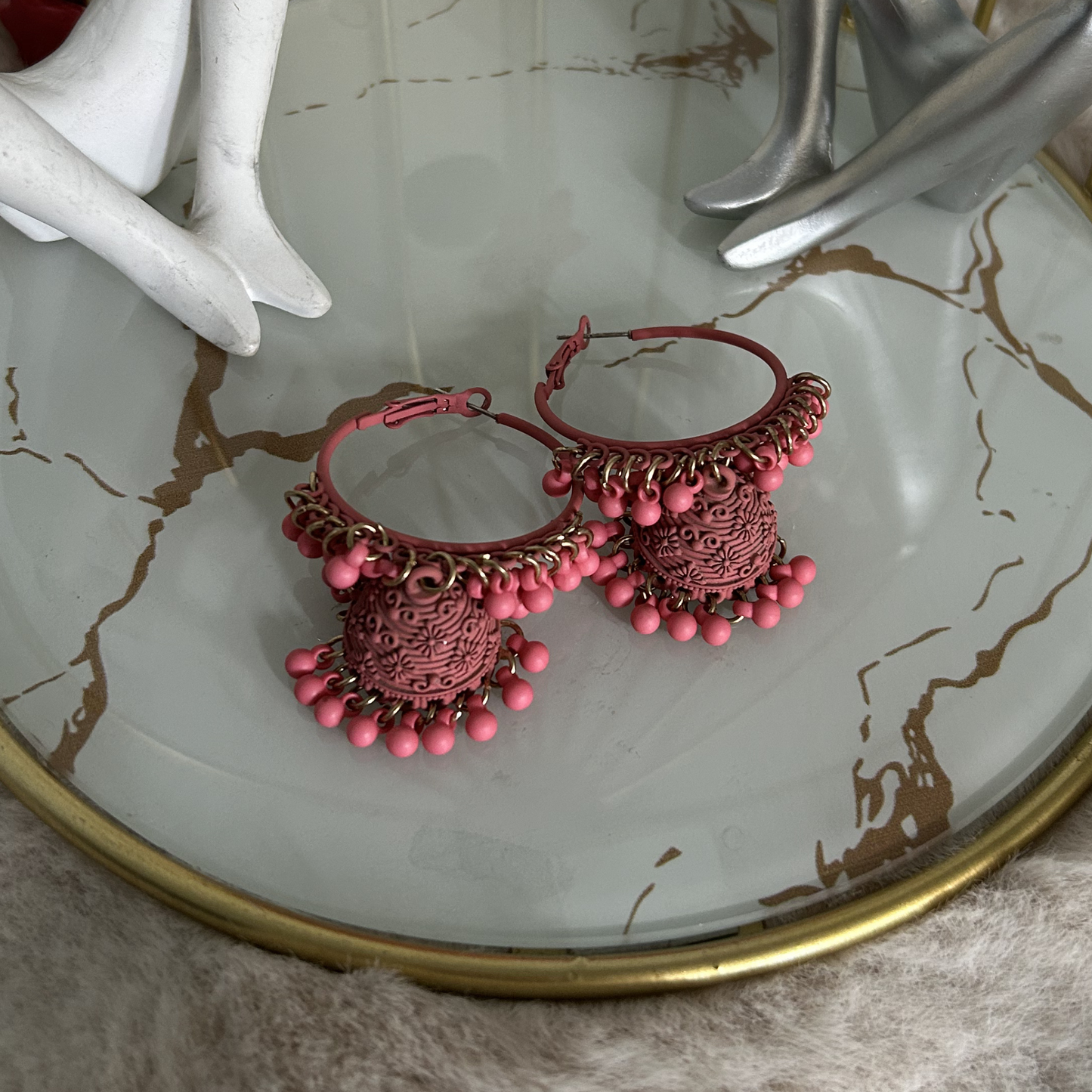 Gulabi Groove Hoop Jhumkas