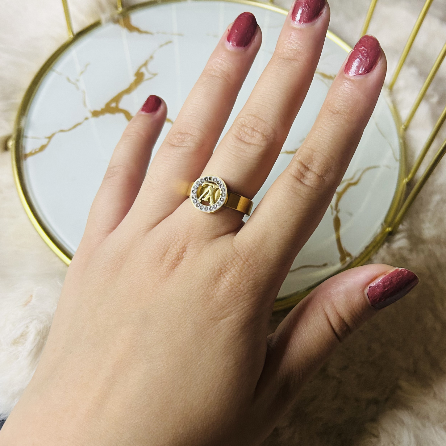 Noor Monogram Halo Ring