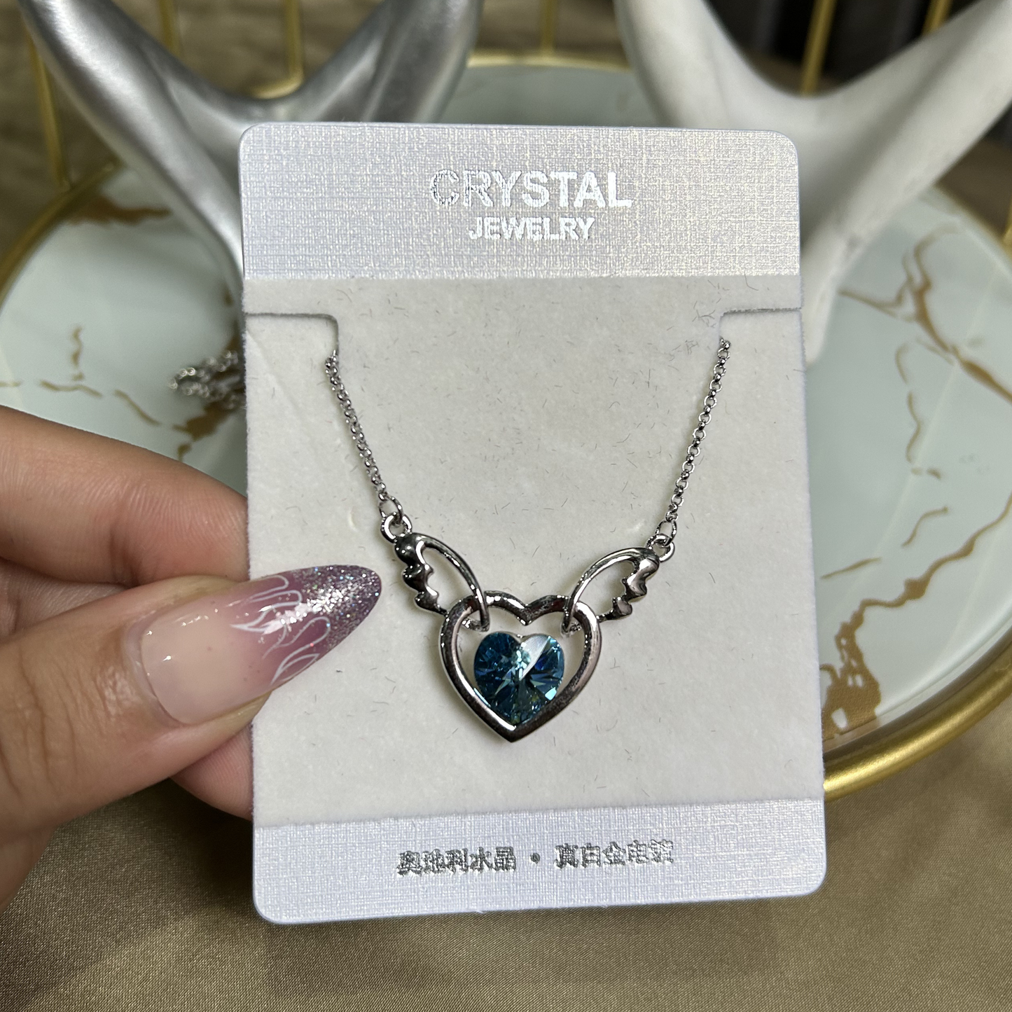Azure Angel Heart Pendant