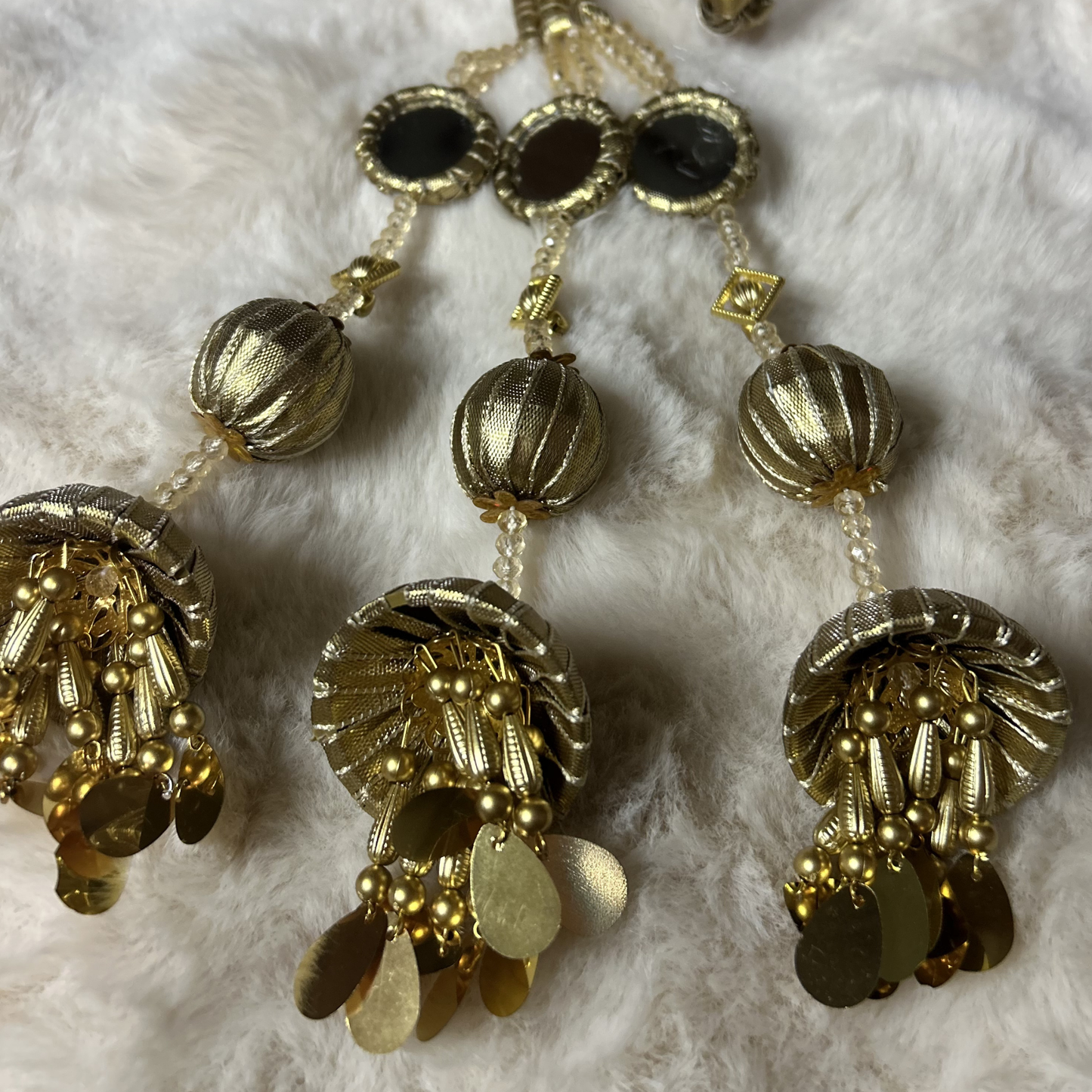 Gilded Mirror Paranda/ Tripple Tier Gold Hair Tassel