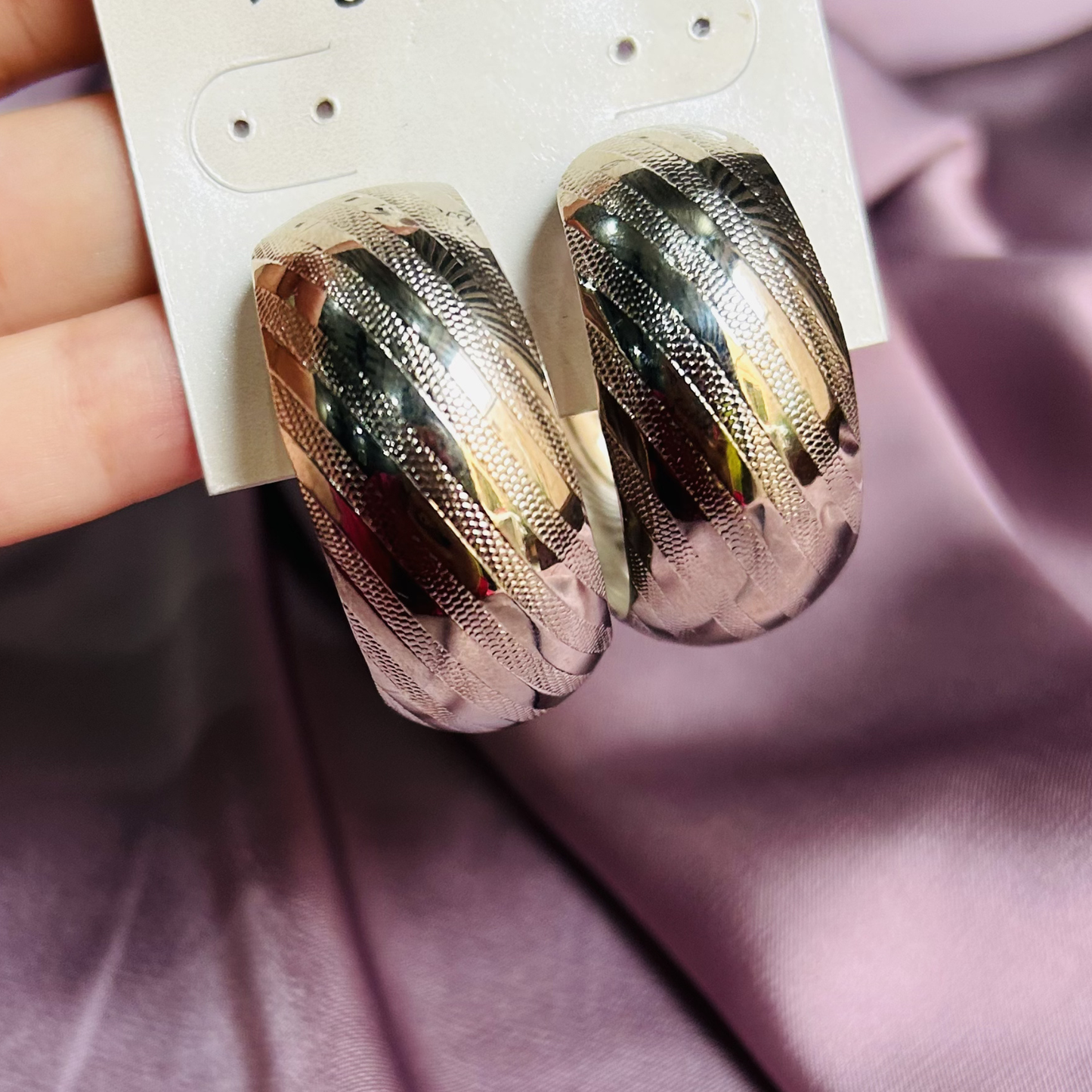 Luxe Sculpted Etched Hoop Earrings