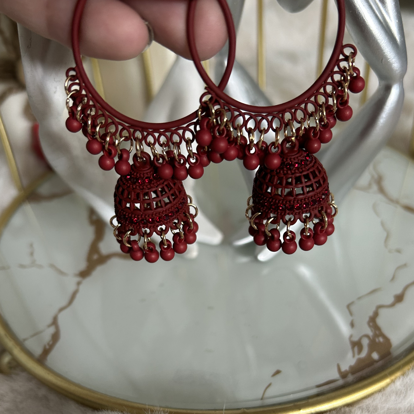 The Crimson Boho Jhumka-Hoops