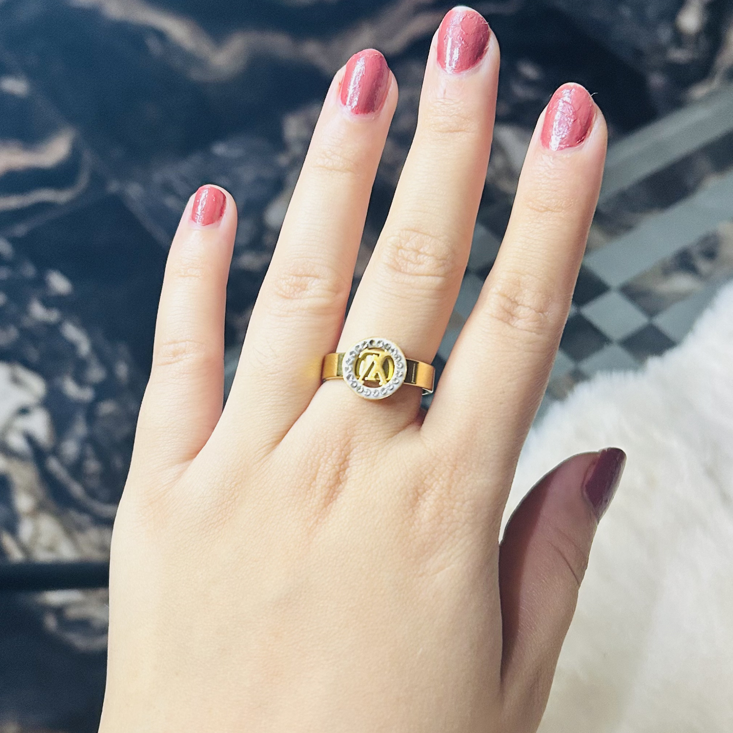 Noor Monogram Halo Ring