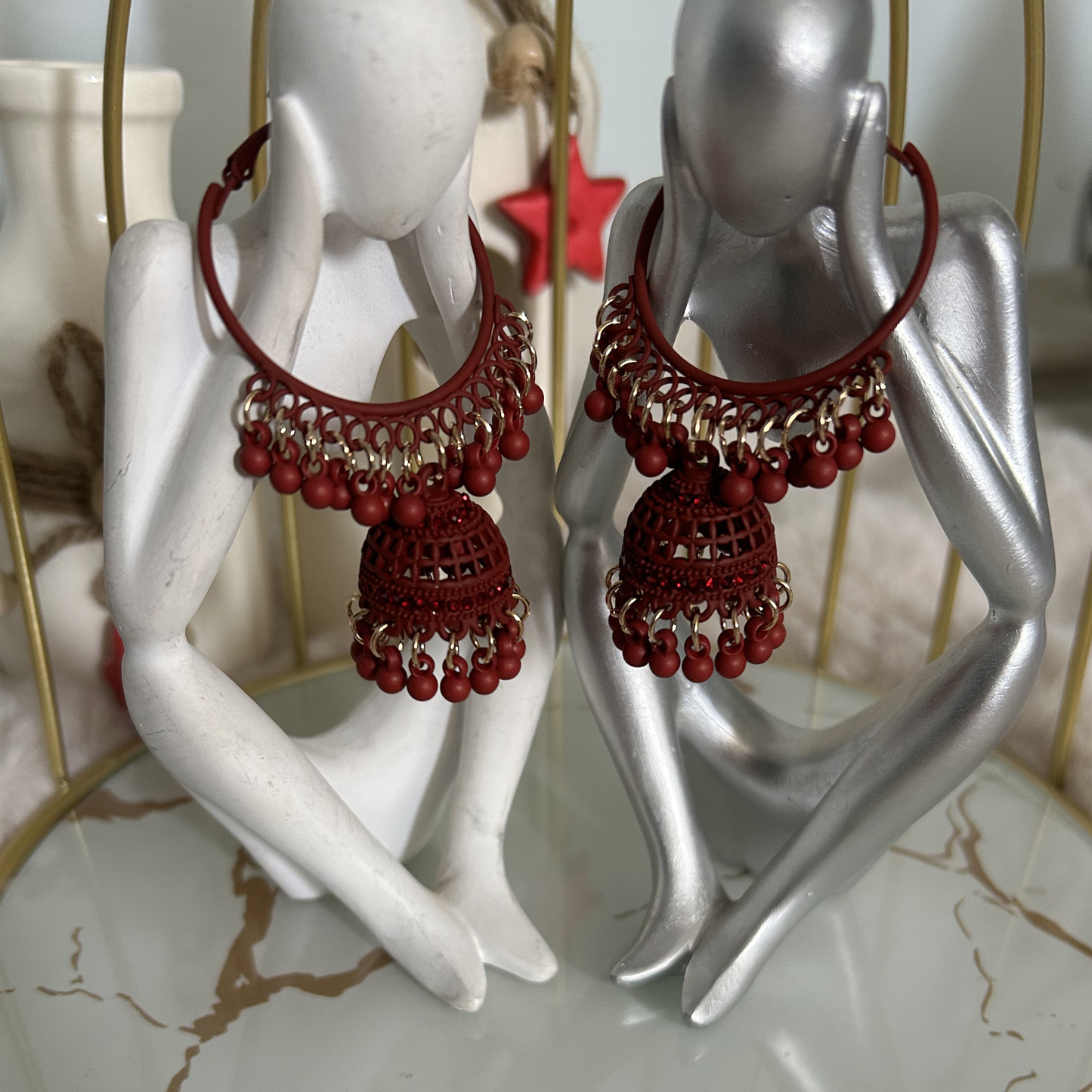 The Crimson Boho Jhumka-Hoops