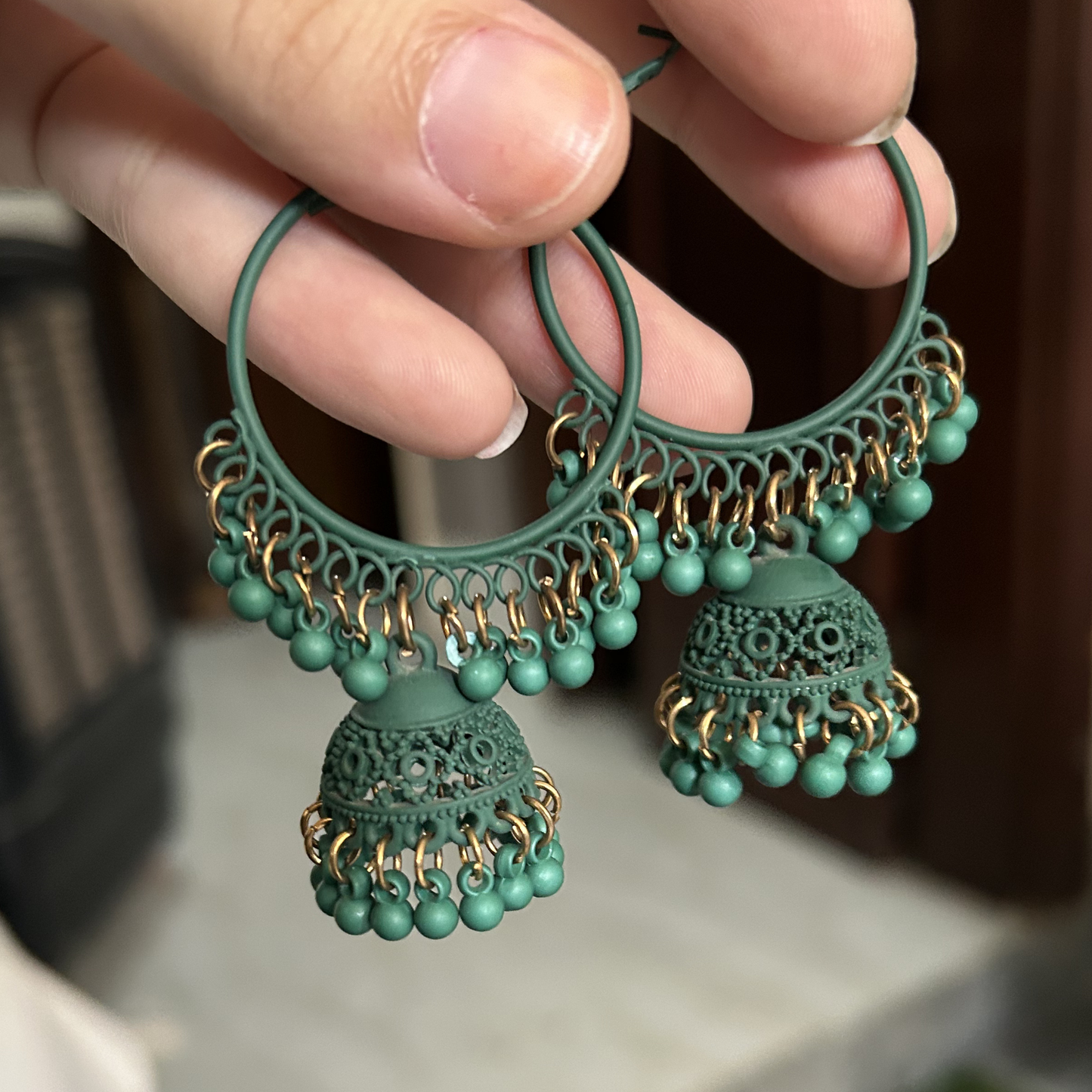 Matcha Latte Jhumka Hoops